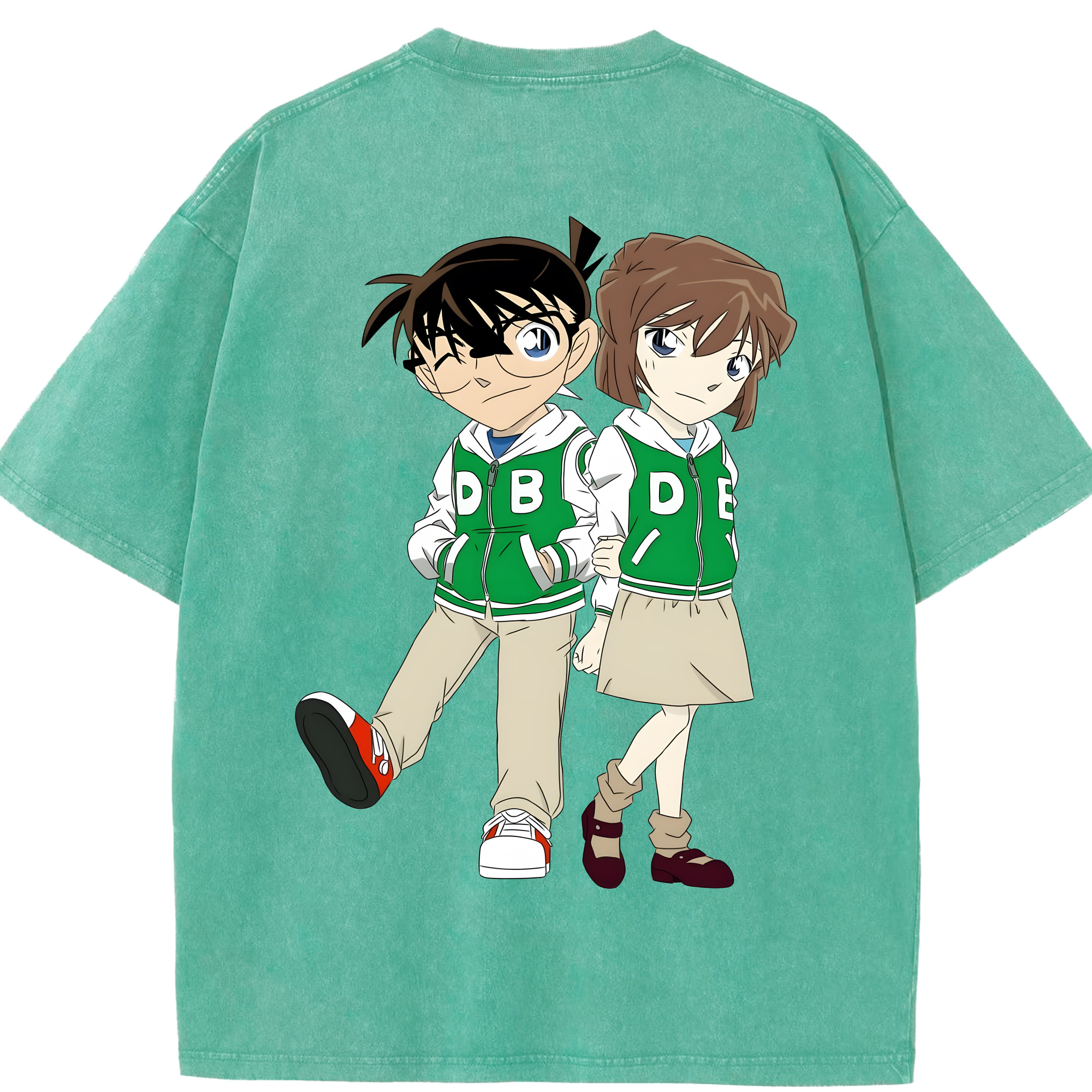 （画像用） 名探偵コナン 江戸川 コナン Detective Conan Conan Edogawa 綿100% ヴィンテージ風 半袖Tシャツ（背面プリント）
